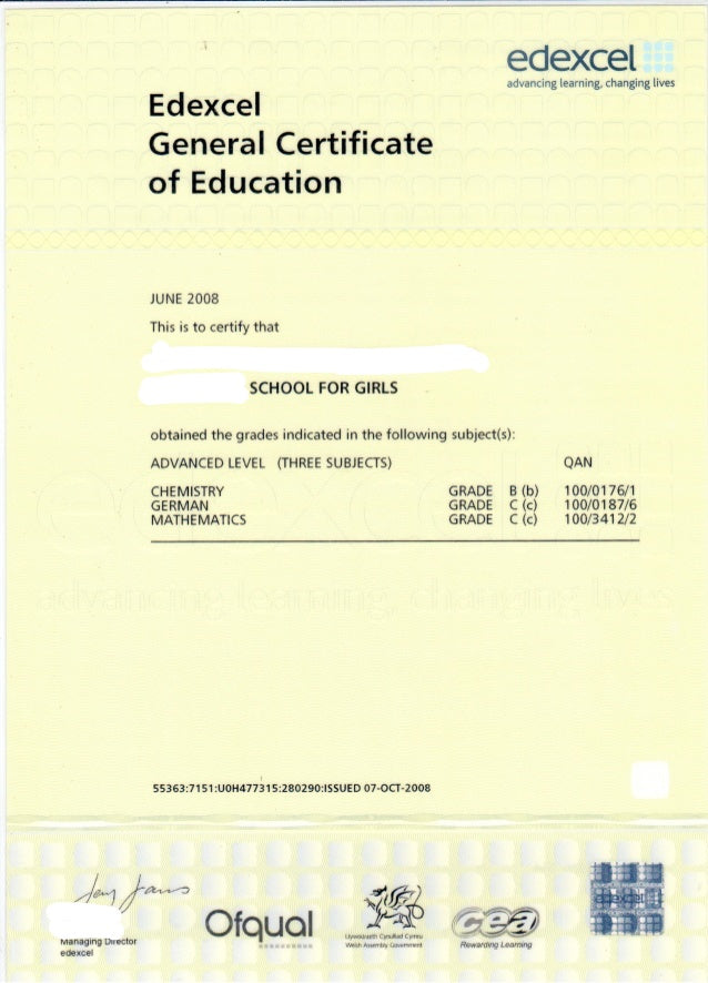 Abiturzeugnis/ Hochschulreife (GBR) General Certificate of Education - Shop-Translation.de - Übersetzungsbüro ReSartus 