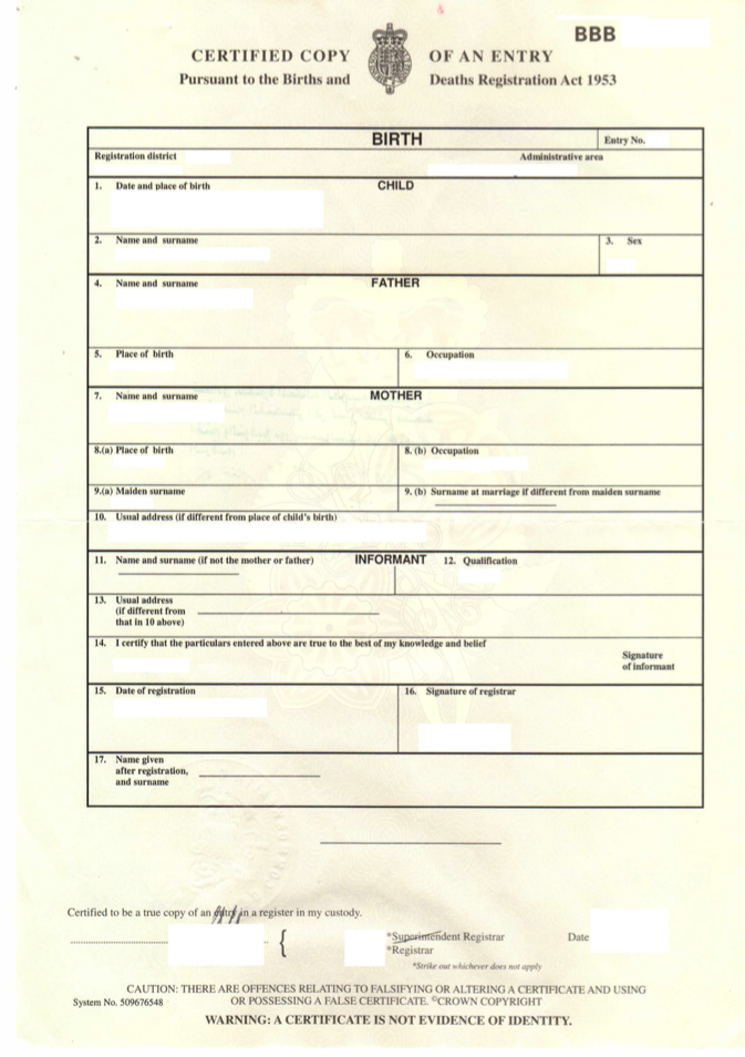 Auszug aus dem Geburtenregister (GBR) Certified Copy of an Entry of Birth - Shop-Translation.de - Übersetzungsbüro ReSartus 