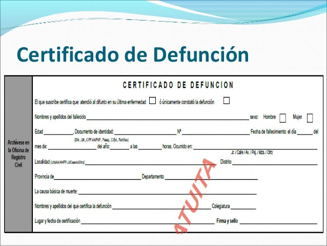 Death Certificate (ESP) Certificado de Defunción