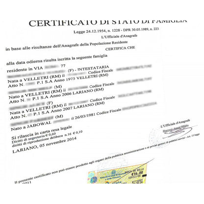 Familienbuch (IT) certificato di stato di famiglia