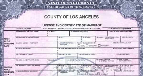 Certified Marriage Record (USA)