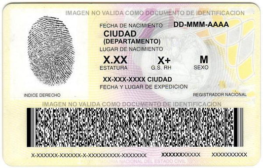 Identity card/ID card (COL) Cédula de Ciudadanía